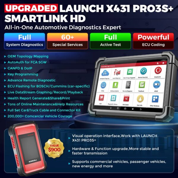 Launch X-431 PRO3S+ V5 CARS AND TRUCKS (12V & 24V)